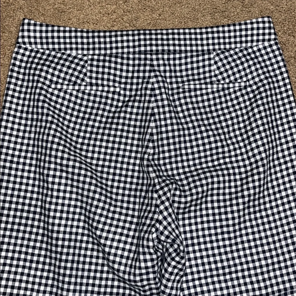 J. Crew Hayden Kickout Crop Pant Gingham‎ Stretch Linen m Blue White 12T 12 Tall